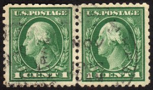1912, US 1c, George Washington, Used pair, Sc 424