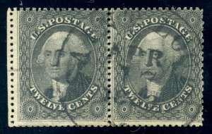 US Stamp #36 Washington 12c - PSE Cert - Horizontal Pair - USED - CV $700.00