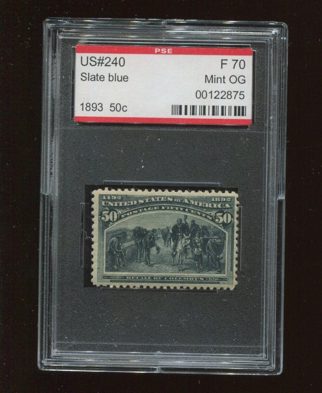 240 Columbian Mint Stamp with Slabbed PSE Cert (BZ 1222)