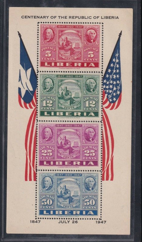 Liberia Scott # C56a sheet XF OG LH nice color cv $ 50 ! see pic !