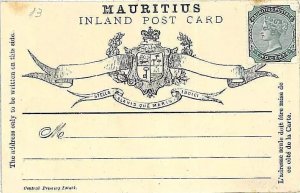 15447 - MAURITIUS - POSTAL HISTORY - STATIONERY: FORM CARD + STAMP H&G #3-