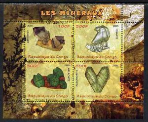 CONGO KIN. - 2009 - Minerals - Perf 4v Sheet - MNH-Private Issue