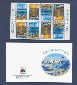 AZERBAIJAN - Scott 714-715a - MNH Booklet - EUROPA, Oil Derrick, Fish, Seal 2001