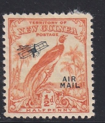 New Guinea # C14, Bird Stamp Overprinted with Airplane Mint Hinged, 1/3 Cat.