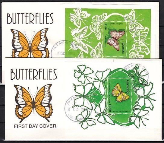 Grenada, Scott cat. 1764-1765. Butterfly s/sheets on 2 First Day Covers. ^