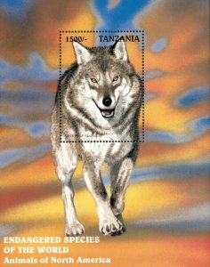 Tanzania 1998 - Endangered Animals, Gray Wolf - Souvenir Sheet - 1635 - MNH