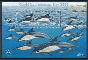 [41444] Jersey 2000 Marine life dolphins UNEP Environment day Souv. Sheet MNH