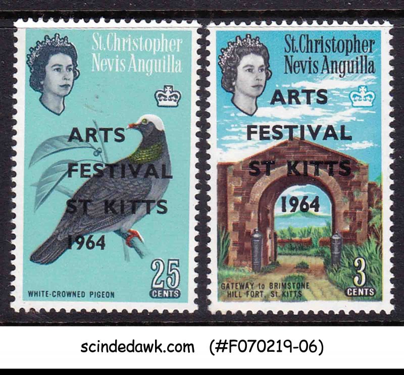 ST CHRISTOPHER NEVIS ANGUILLA - 1964 ST KITTS ARTS FESTIVAL - OVPT 2V - MINT NH