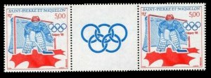 1988 St Pierre and Miquelon 557x2+Tab 1988 Olympic Games in Calgary 7,00 €