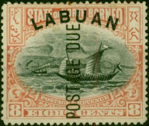 Labuan 1901 8c Black & Vermilion SGD6 Fine Unused