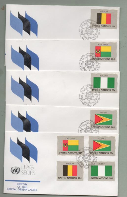 UN New York Scott# 374-389 Member Nation Flags 1982 FDC  (20 First Day Covers)