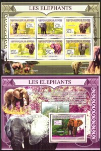 Guinea 2009 Elephants sheet + S/S MNH