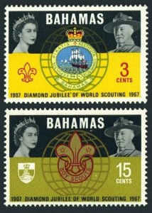 Bahamas 267-268,MNH.Michel 272-273. Scouting 1967.QE II,Lord Baden Powell,Seal.