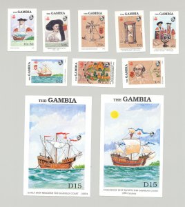 Gambia #788-797 Ships, Explorers, Maps 8v & 2v S/S Imperf Proofs
