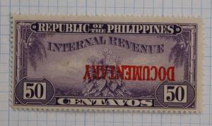 Philippines W1337i inverted documentary overprint EFO Error MNH 50c revenue DL