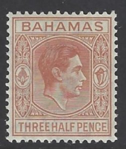 Bahamas, Scott #102; 1 1/2p King George VI, MLH