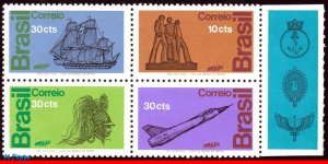 1275A BRAZIL 1972 ARMED FORCES DAY, SHIPS, NAVY, AVIATION, MI# 1356-59, MNH