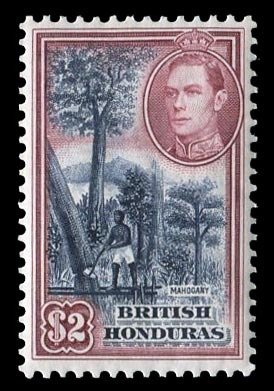 British Honduras #125 (SG 160) Cat£55, 1938 $2 rose lake and indigo, never h...