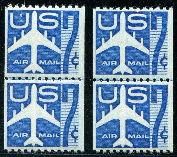 HERRICKSTAMP UNITED STATES Sc.# C52 Scott Listed Small & Large Hole Line Pairs