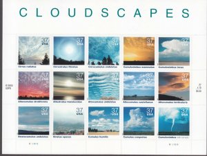 US 3878 37c Cloudscapes  Mint Sheet Self Adhesive NH