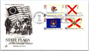 U.S. FIRST DAY COVER STATE FLAGS OF THE UNITED STATES BICENTENNIAL ERA (1) 1976