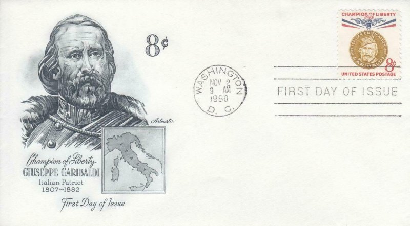 1960, 8c Giuseppe Garibaldi, Artmaster, FDC (E8639)