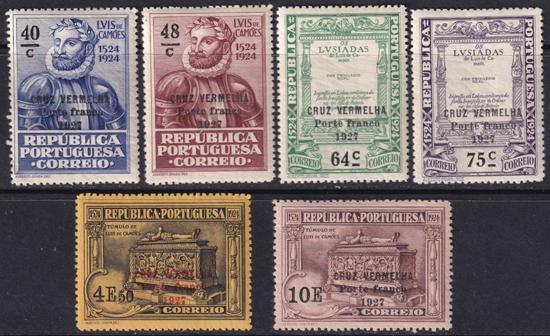 Portugal 1927 Sc 1S6-11 red cross franchise set MNH**/MH*