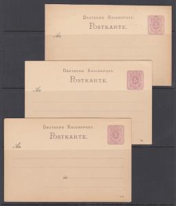 Germany Mi P5, P12I, P12II, unused. 1875-82 Postal cards, 5pf violet indicia