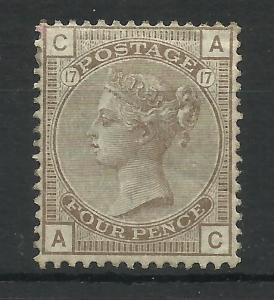 1880/3 Sg 160, 4d Grey Brown (AC) Plate 17, Mounted Mint, Little gum {1000-100}