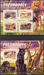 Sao Tome and Principe 2016 Raptors Fox Snakes Crocodiles sheet + S/S MNH