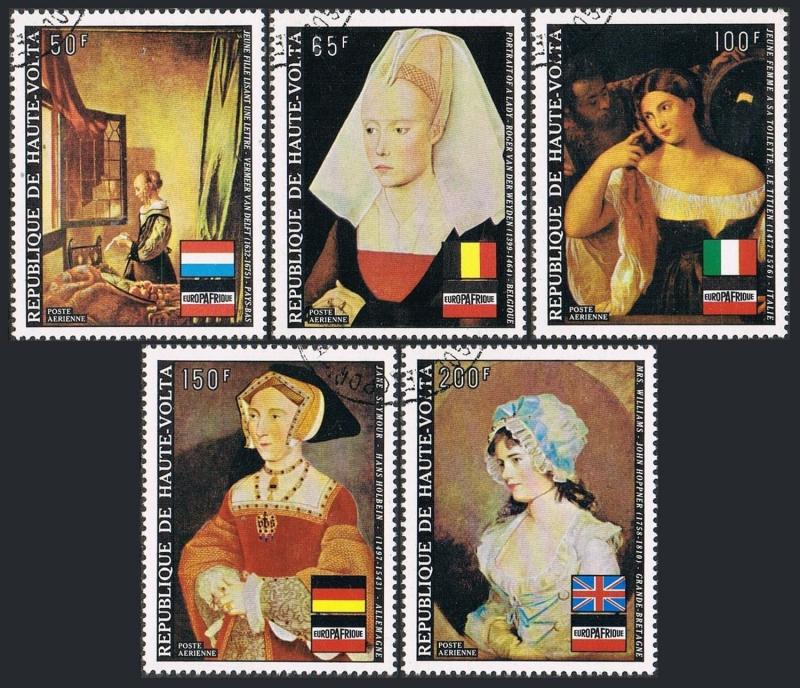 Burkina Faso C147-C151,CTO.Michel 434-438. Portraits by Vermeer,Titian,Holbein,