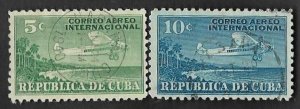 SE)1940 CUBA PAIR OF INTERNATIONAL AIR MAIL PLANE, USED