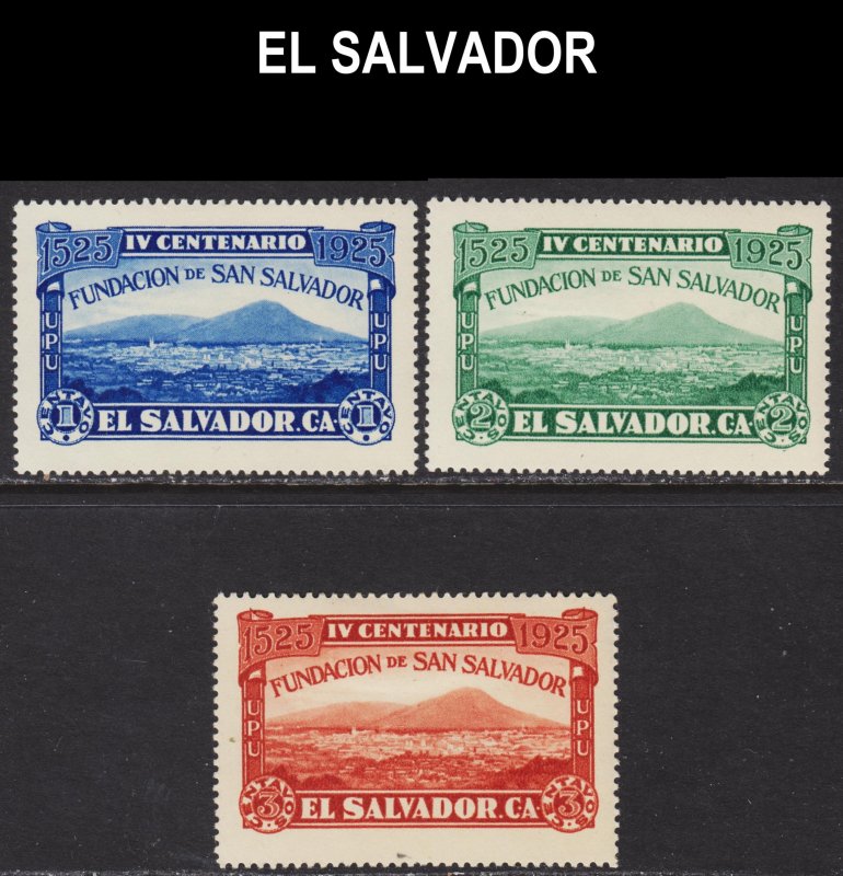 El Salvador Scott 507-09 complete set F to VF mint OG HR.