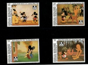 Grenadines 1993 - Disney - Mickey Mouse Movie Clips - Set of 4 Stamps- MNH