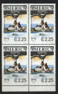 NICARAGUA 1991 UPAEP AMERICA MOUNTAIN BLOCX4 Yv 1589, MNH