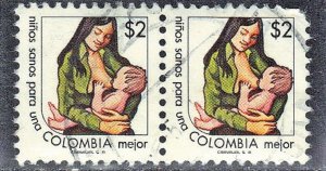 COLOMBIA SC# 856 **USED** 2p 1977-78  CONN. PAIR  SEE SCAN