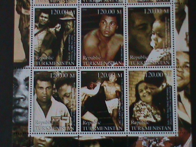 ​TURKMENISTAN-2001  MUHAMMED ALI-WORLD HEAVY WEIGHT BOXER-MNH-SHEET VF