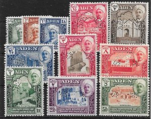 ADEN-HADHRAMAUT SG1/11s 1942 DEFINITIVE SET PERF SPECIMEN MTD MINT