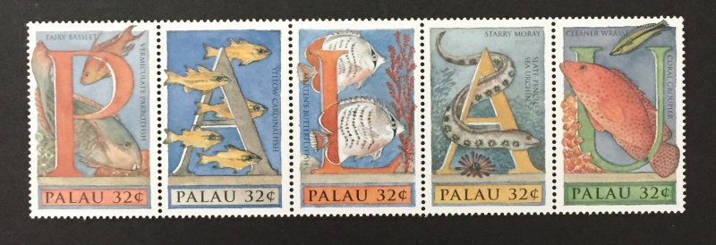 Palau 1996 #388 Strip of 5, Wonders of Palau, MNH.