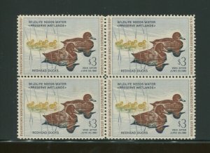 1960 United States Federal Duck Stamp #RW27 Mint Never Hinged F/VF OG Block of 4