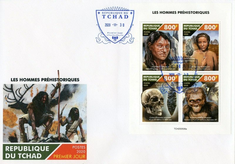 CHAD  2020 PREHISTORIC MAN SHEET FIRST DAY COVER