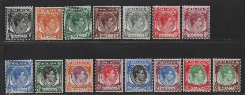 $Malaya-Malacca Sc#3-17 M/LH-NH/VF, complete set, Cv. $114.60