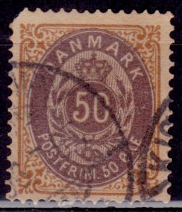 Denmark, 1875, Arms, 50o, sc#33, used