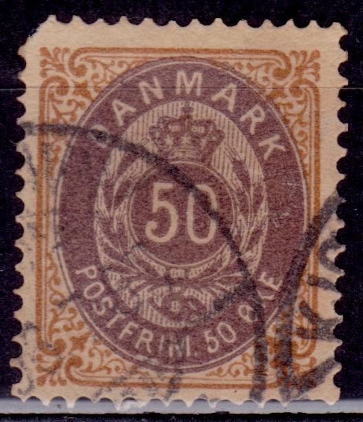 Denmark, 1875, Arms, 50o, sc#33, used