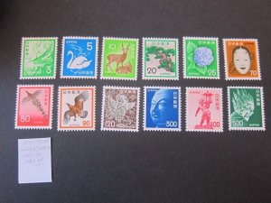 Japan 1971 Sc 1067-9,71-75,77,79,83-85 MNH