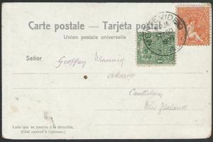 URUGUAY 1906 postcard Monevideo to New Zealand.............................11139