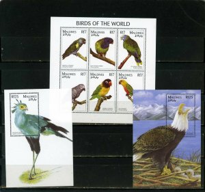 MALDIVES 1997 BIRDS SHEET OF 6 STAMPS & 2 S/S MNH