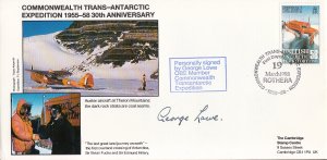 British Antarctic Territory FDC Sc 148 Signed George Lowe Cachet Auster aircr...