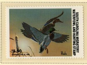 US SC2 SO CAROLINA STATE DUCK STAMP 1982 MNH SCV $95.00 BIN $50.00