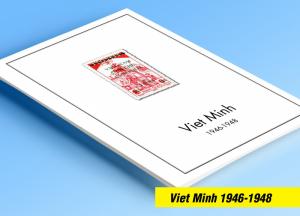 COLOR PRINTED VIET MINH 1946-1948 STAMP ALBUM PAGES (8 illustrated pages)